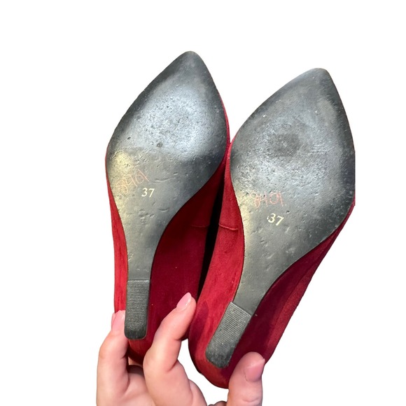Pied Juste‎ Women's Shoe Anthropologie Suede Pointy-Toe Wedge Crimson Red 37 - Picture 5 of 5